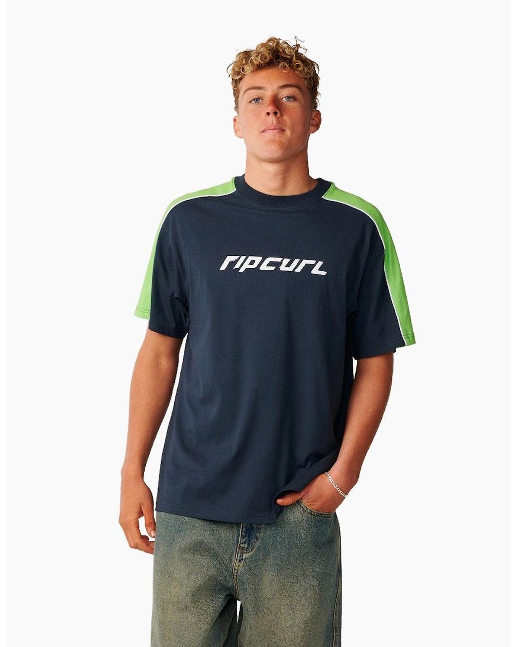 Rip Curl Blue Rip Curl Archive Panel Short Sleeve T-Shirt for men
