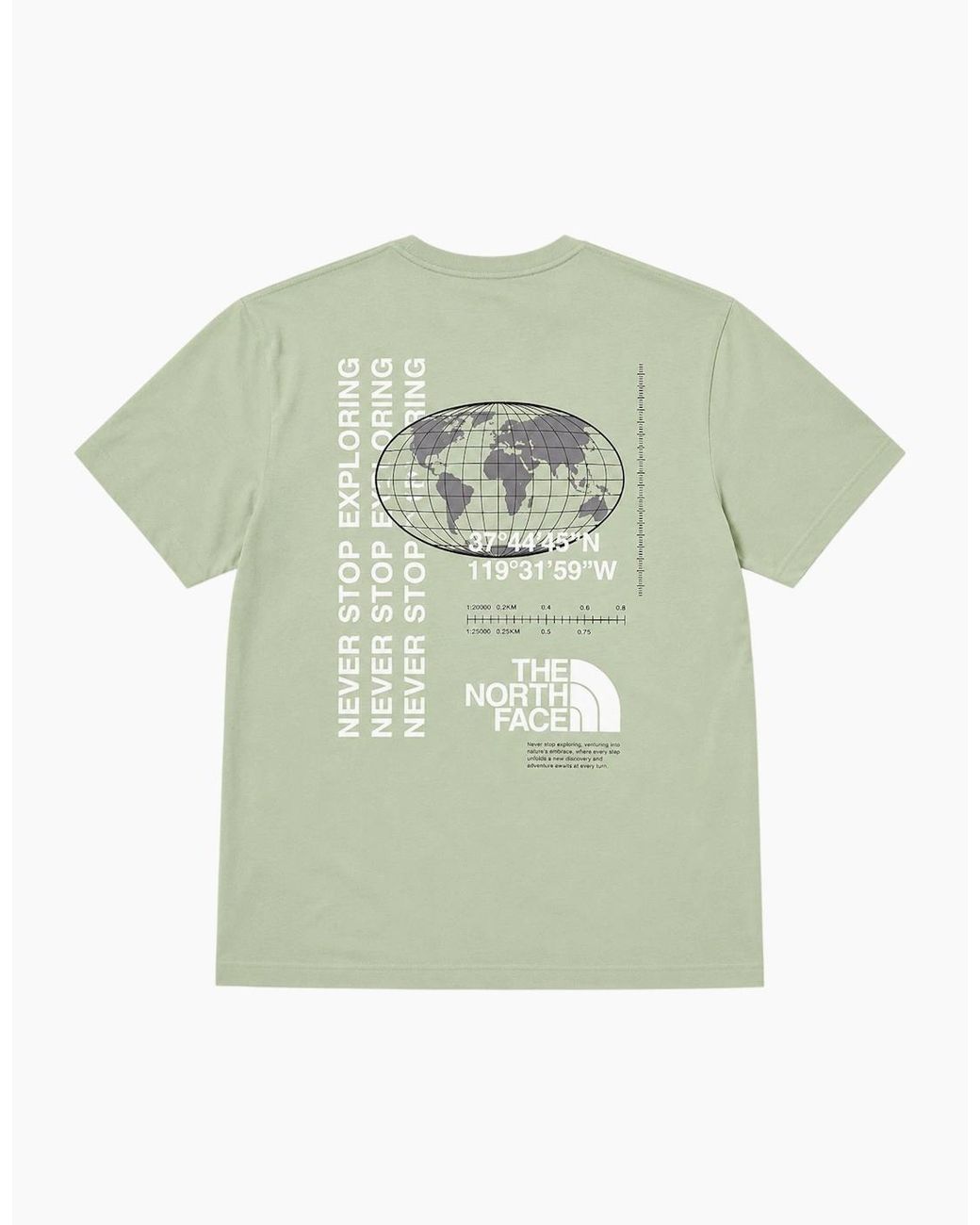 The North Face Green T Shirt M Energy Globe Crew Neck Short Sleeve Cotton Tee for men