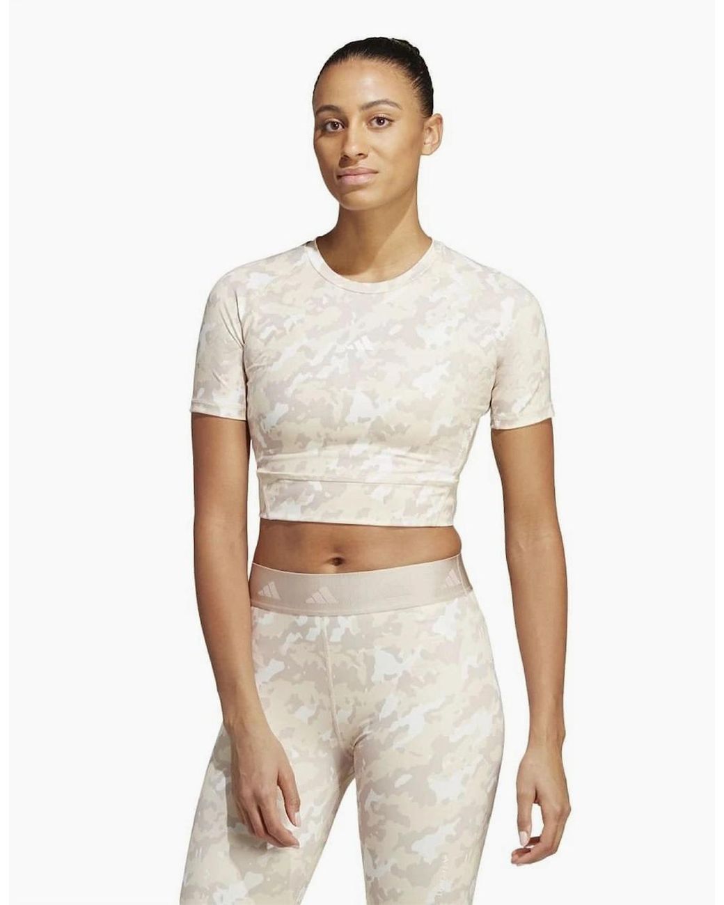 Adidas White Techfit Camo Print Training T-Shirt