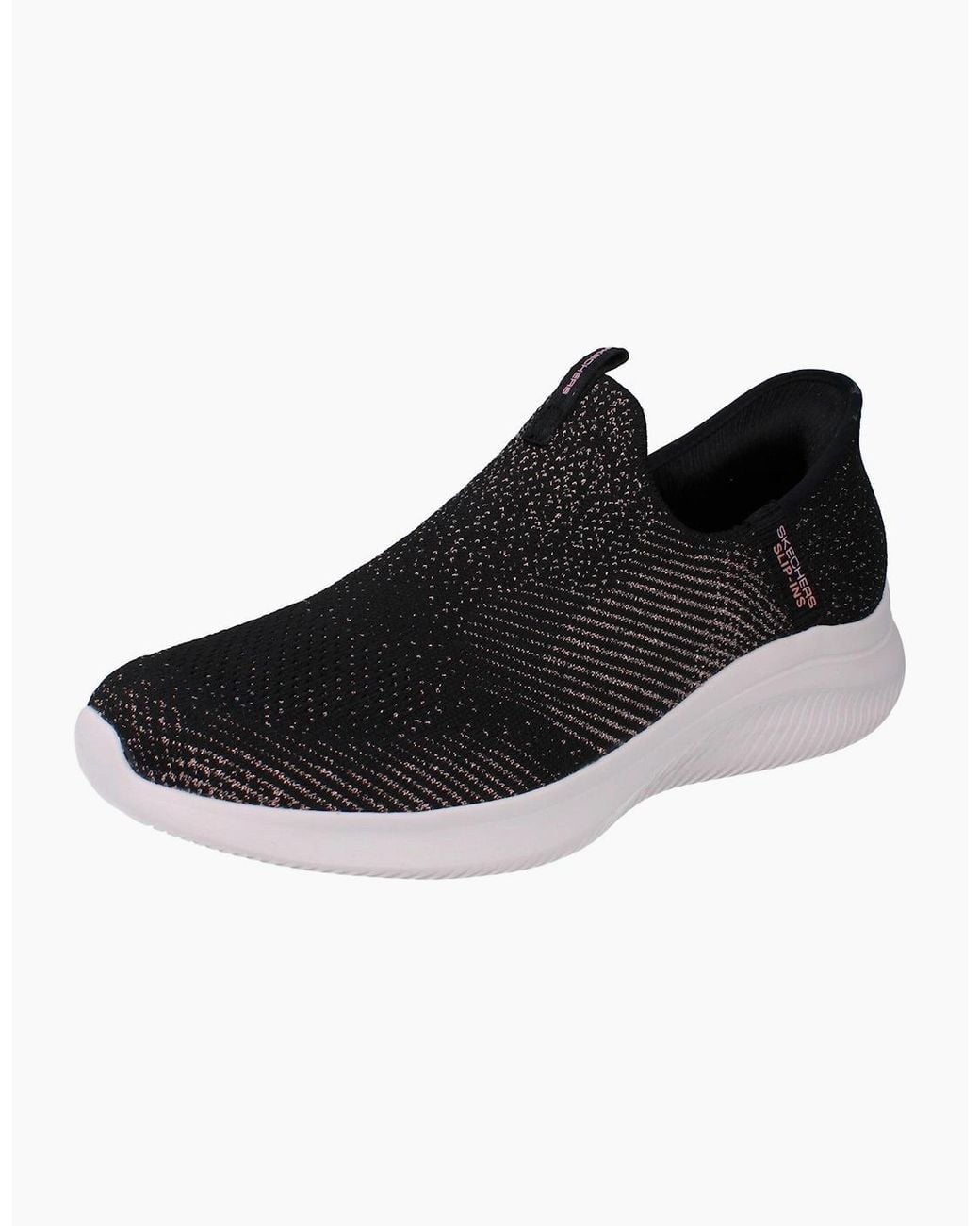 Skechers Black Hands Free Slip-Ins Ultra Flex 4.0 Midnight Sparkle Shoes 150805 Trainers Bkrg