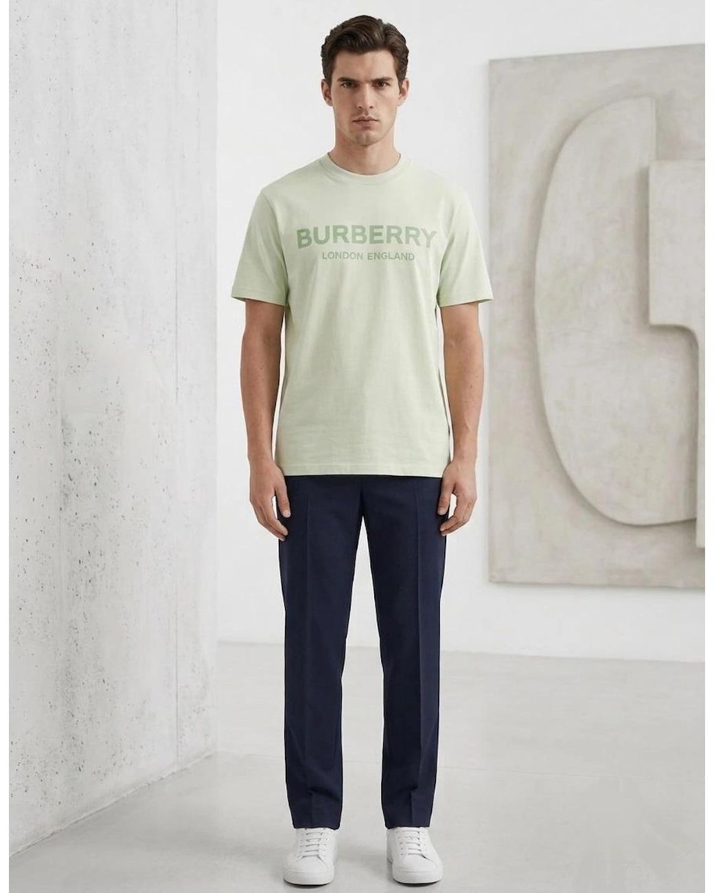 Burberry Green London Logo T Shirt Mint for men