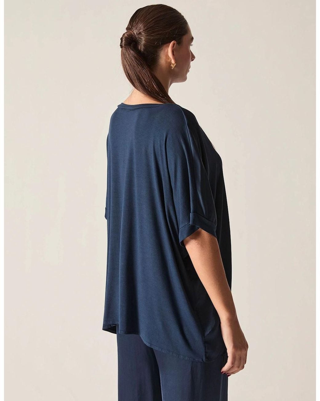 James Lakeland Blue Button Detail Relaxed Fit Top