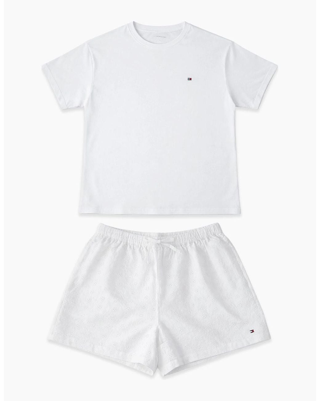 Tommy Hilfiger White Jersey Ss Tee Pyjama Set