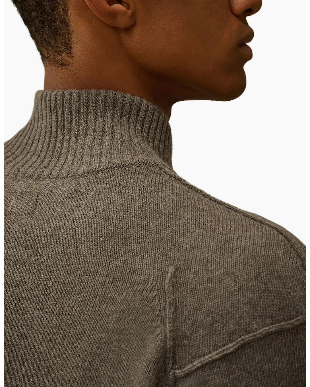 C P Company Green Lambswool Zip-Up Lens Cardigan for men