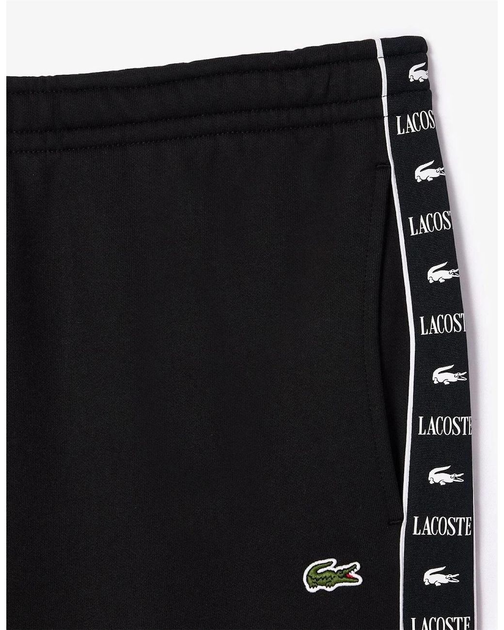 Lacoste Black Tapered Logo Printed Track Pants for men