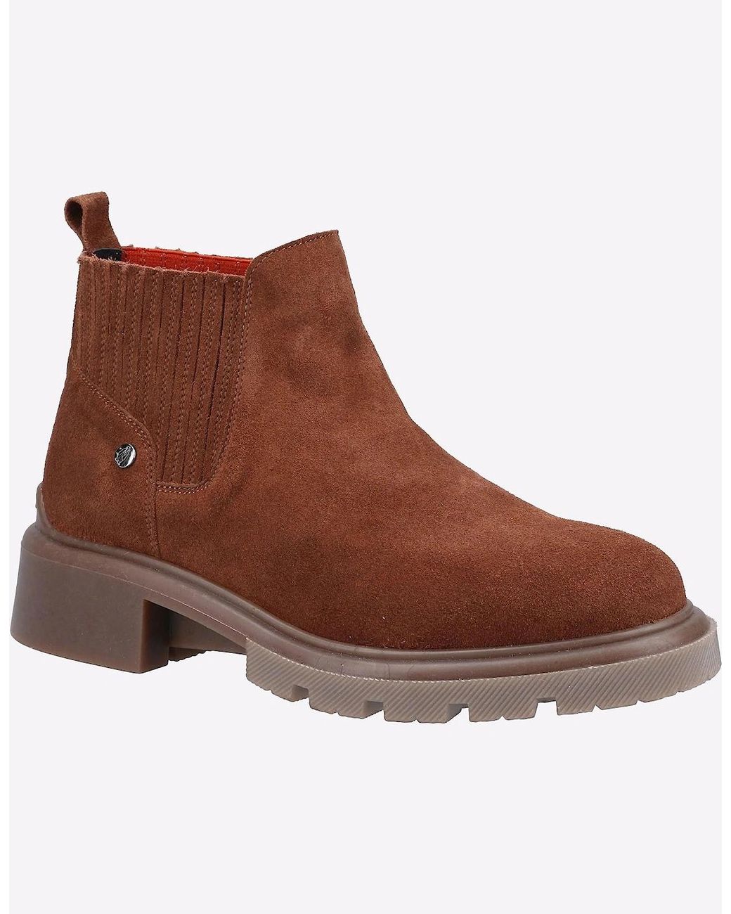 Hush Puppies Brown Rita Leather Boots Tan Suede