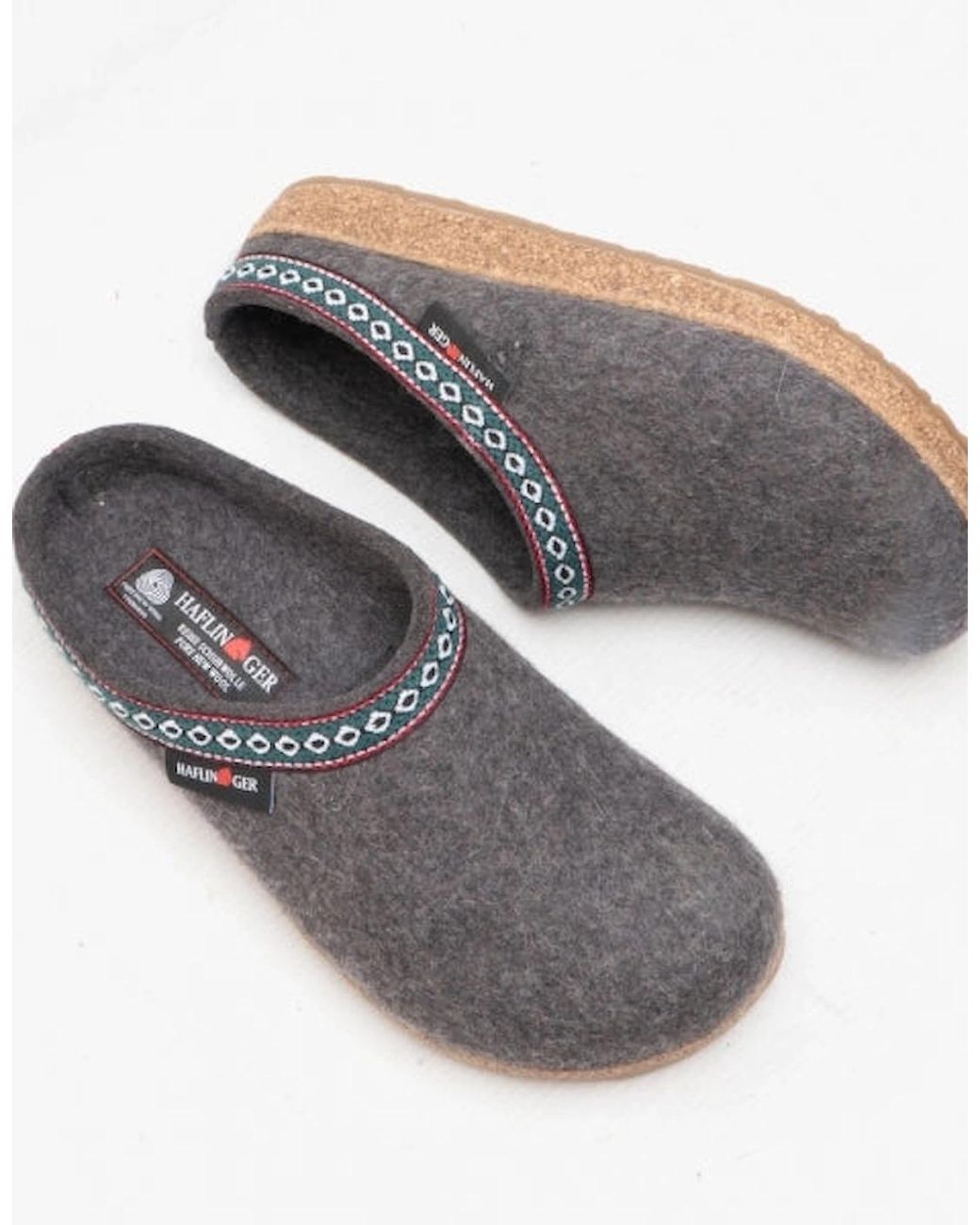 Haflinger Brown Franzl Wool Clogs Anthracite