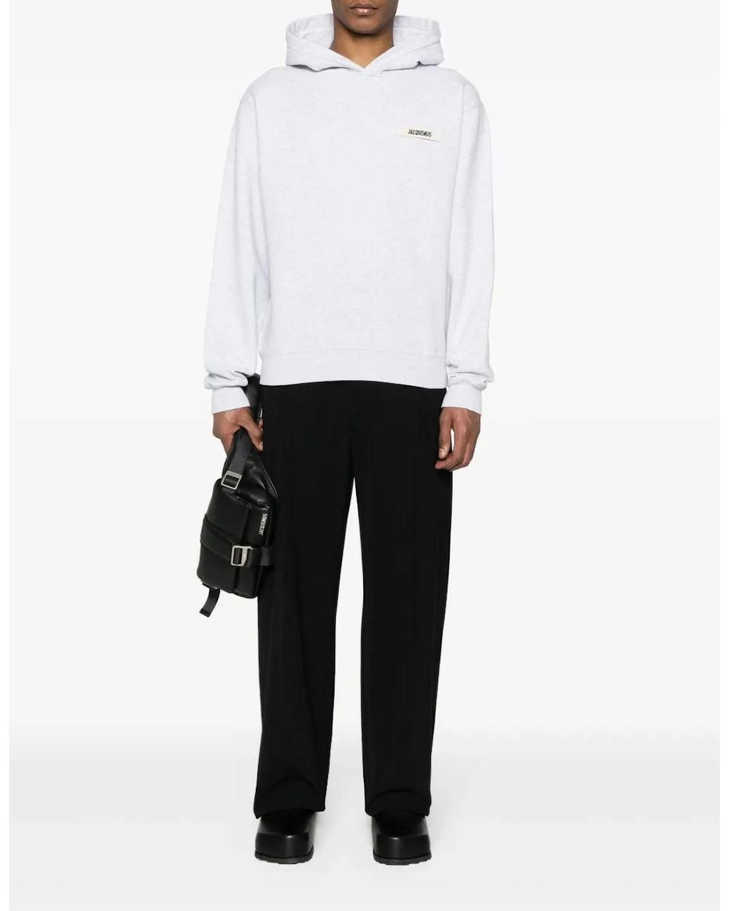Jacquemus White Gros Grain Hooded Sweatshirt for men