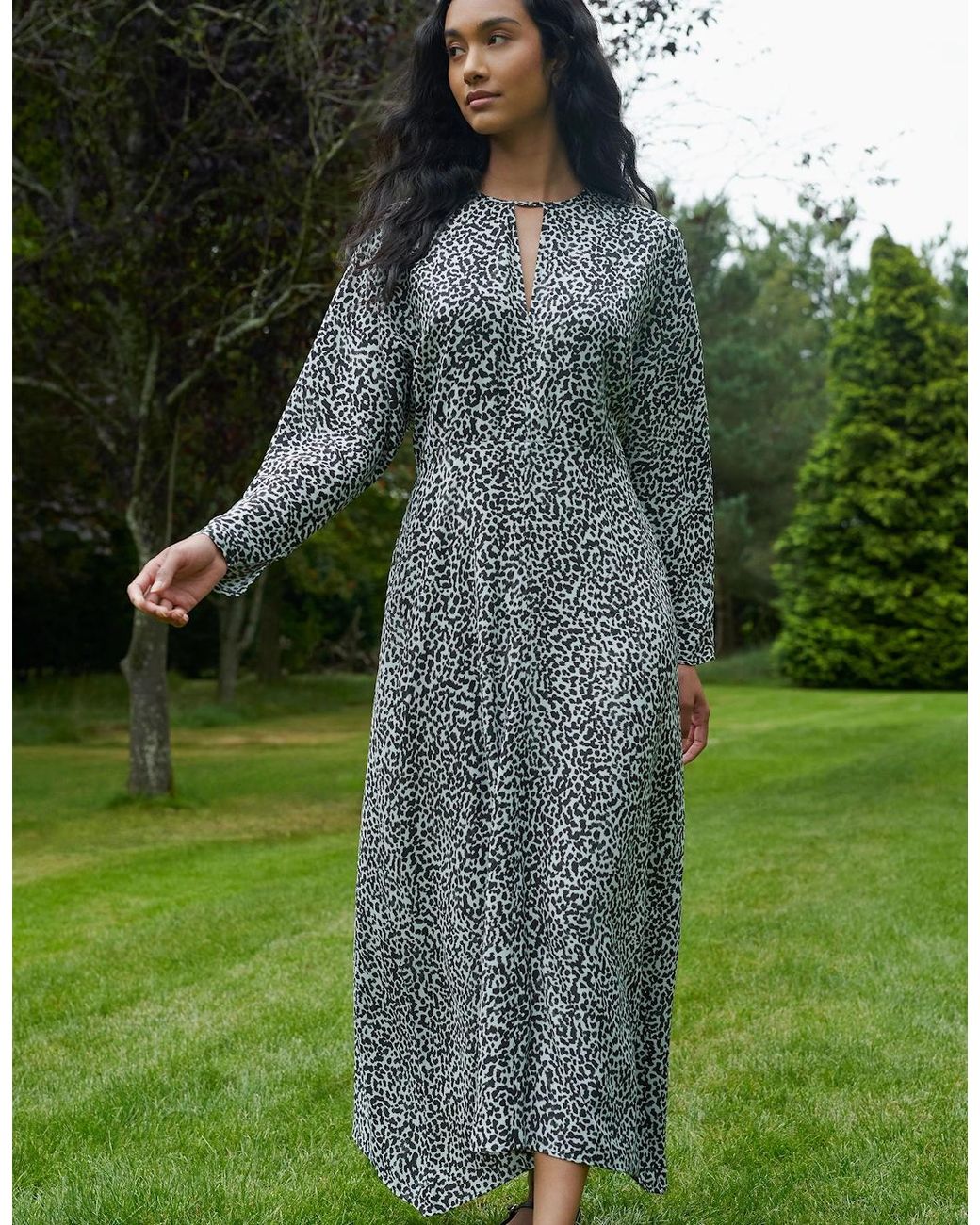 Ro&zo Green Dalmatian Print Batwing Sleeve Midaxi Dress