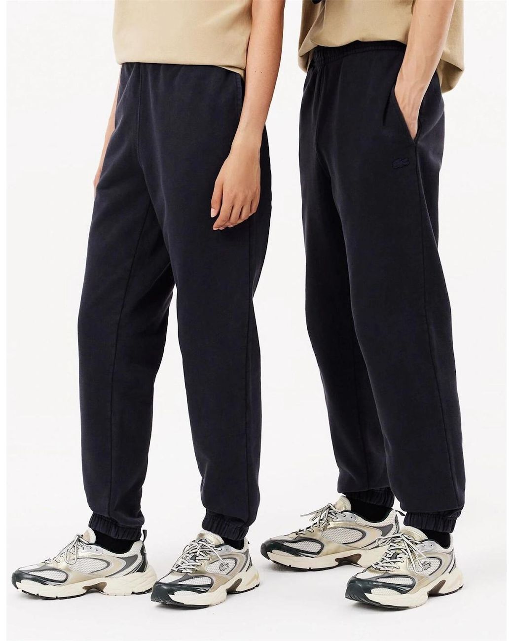 Lacoste Black Solid Patterned Elasticated Cuff Sweatpants for men