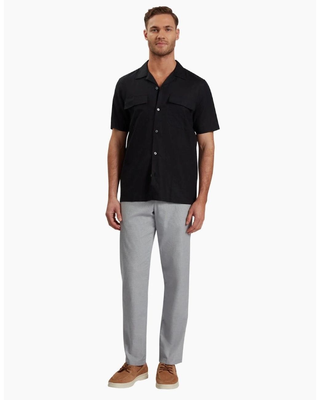 Ted Baker Black Whether Regular Fit Double Pocket Shirt for men