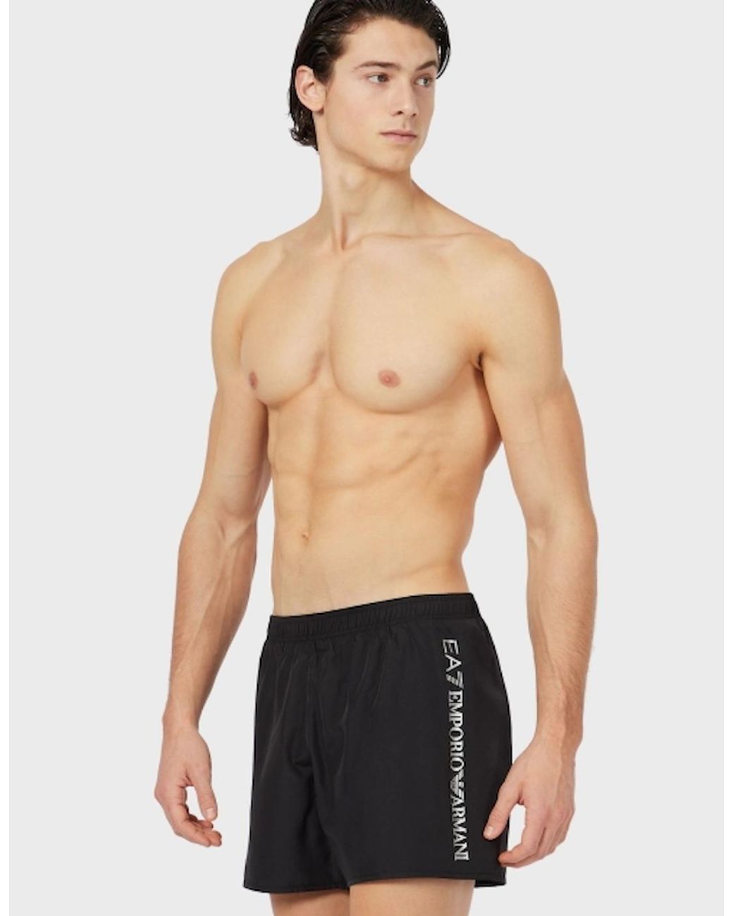 EA7 Black Stretch Swim Shorts for men