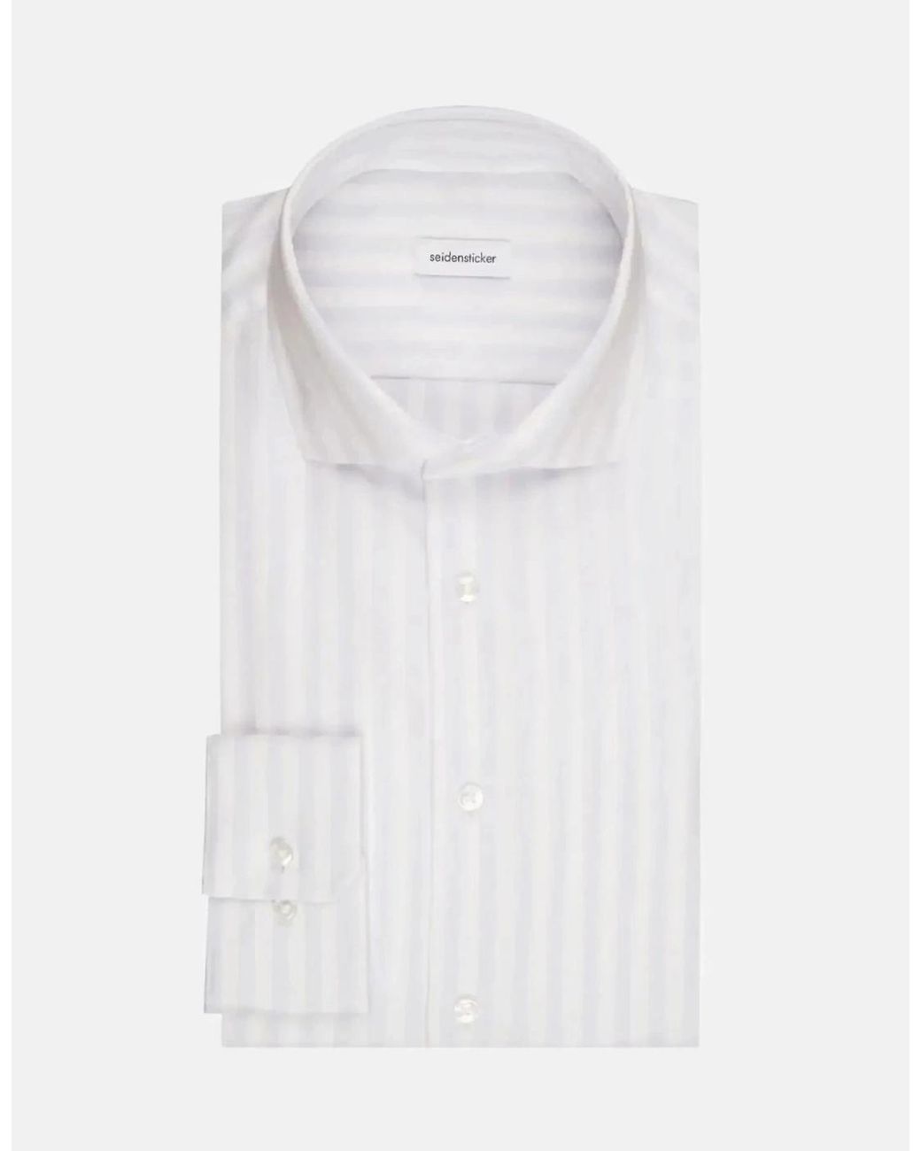 Seidensticker White Slim Fit No Iron Spread Kent Structured Stripe Business Shirt Light for men