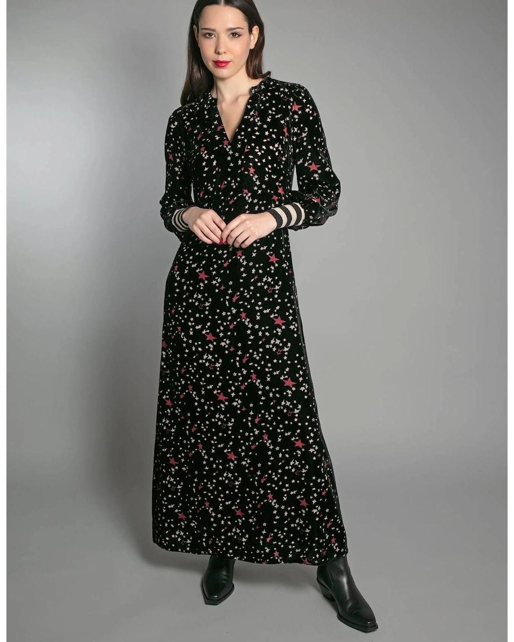 Nooki Design Black Aleanna Devore Maxi Dress