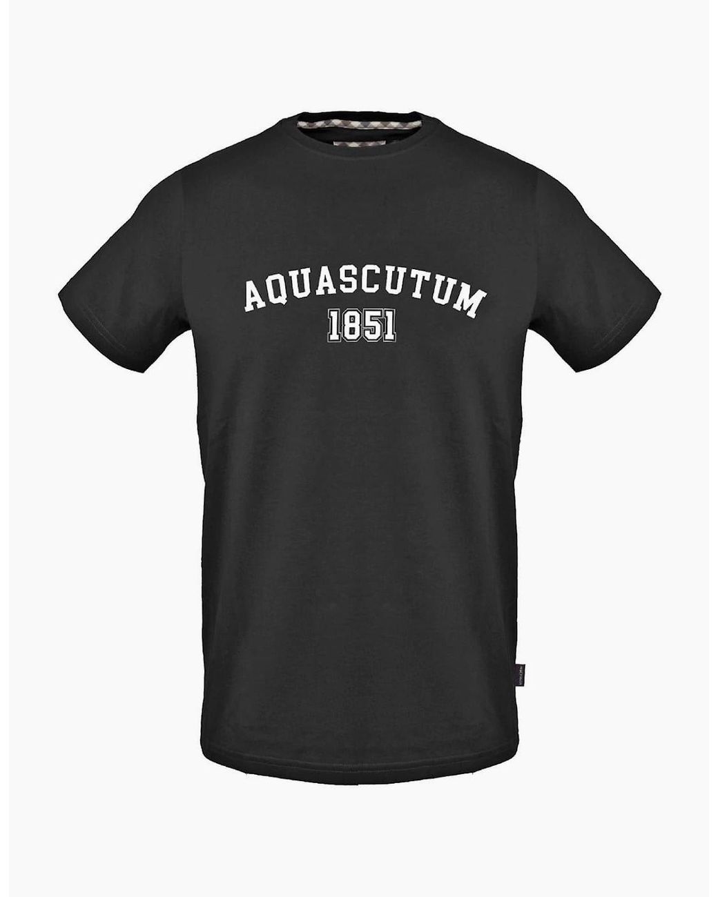 Aquascutum Black Arch Logo Crew Neck Short Sleeve Jersey T-Shirt for men
