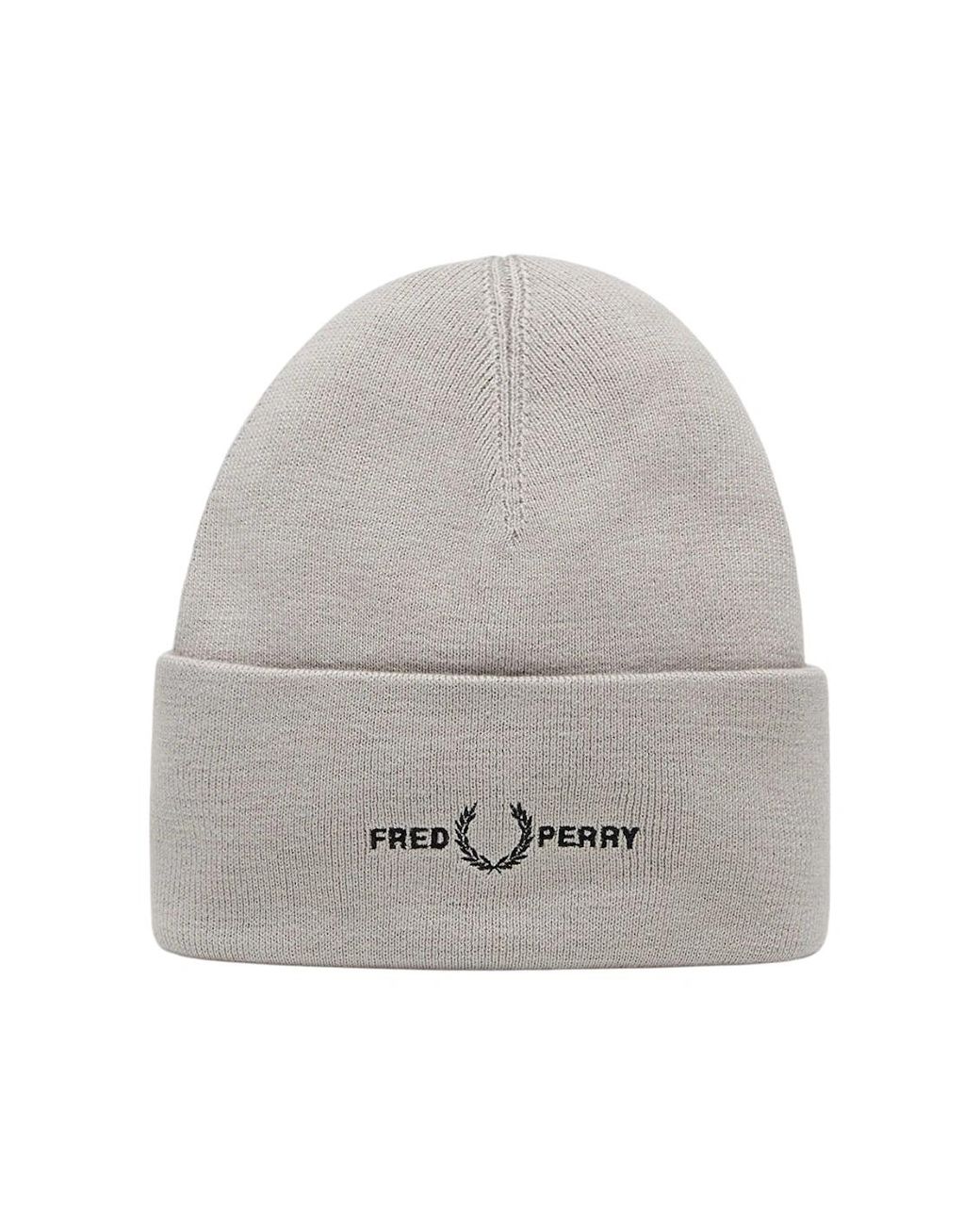 Fred Perry Gray Graphic Logo Concrete Beanie