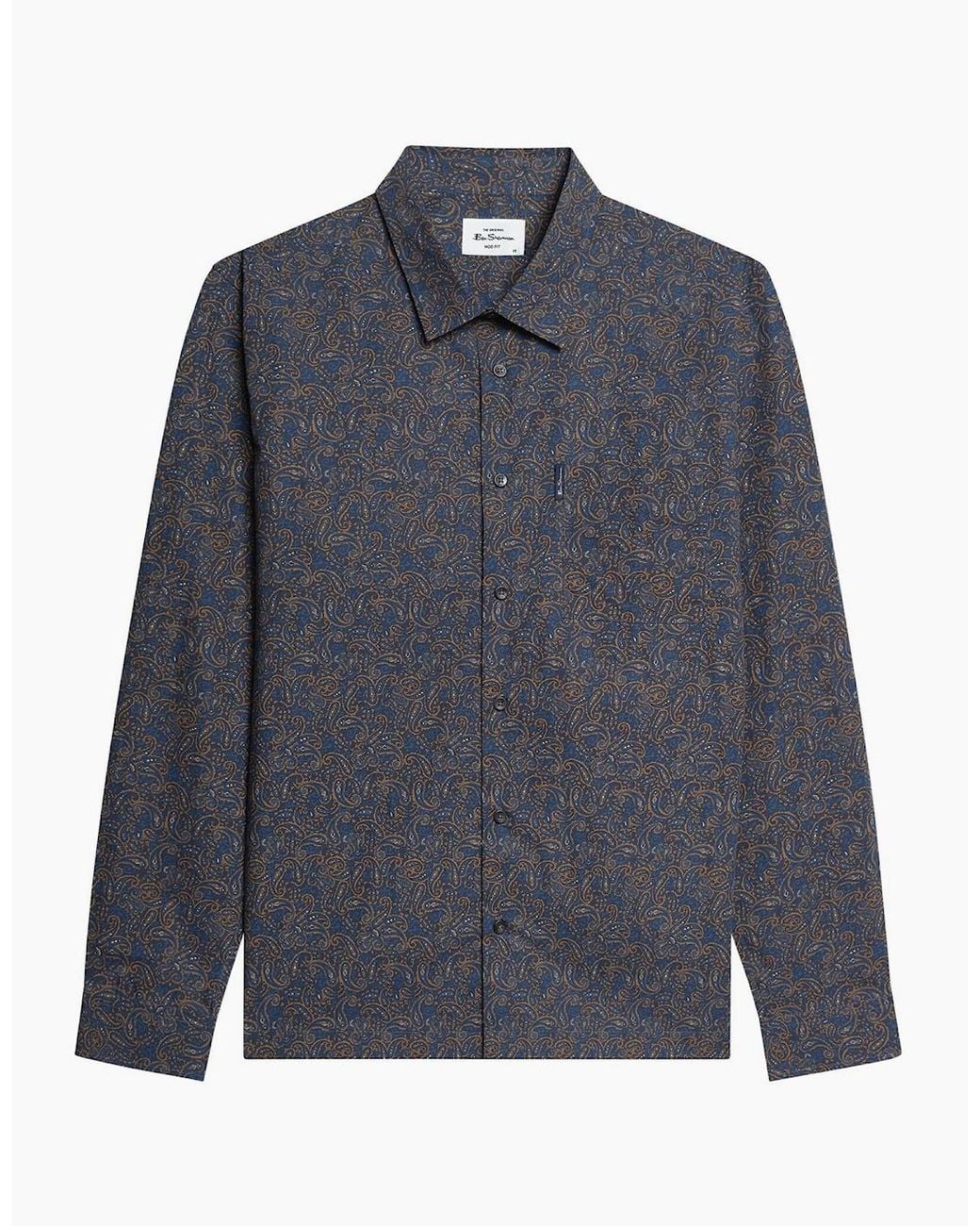 Ben Sherman Blue Paisley Print Long Sleeve Shirt for men