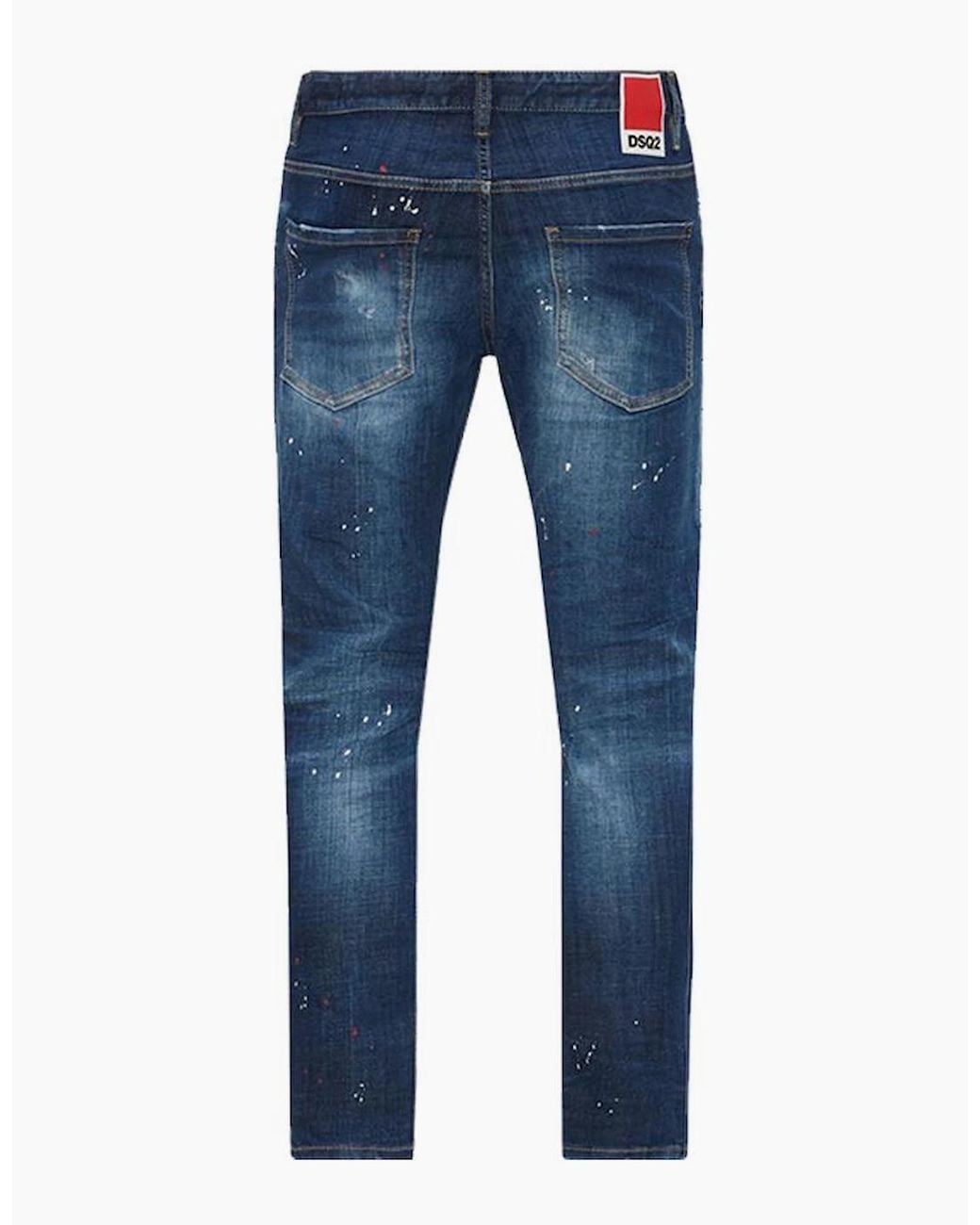 DSquared² Blue Dsq2 Patch Ripped Skater Jeans for men