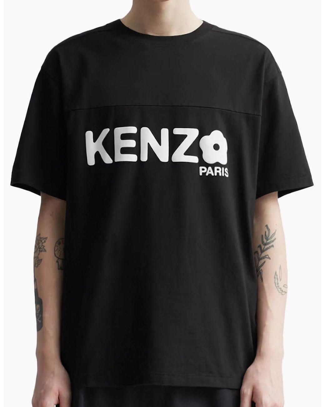 KENZO Black Boke 2.0 Flower Logo Oversized T-Shirt for men