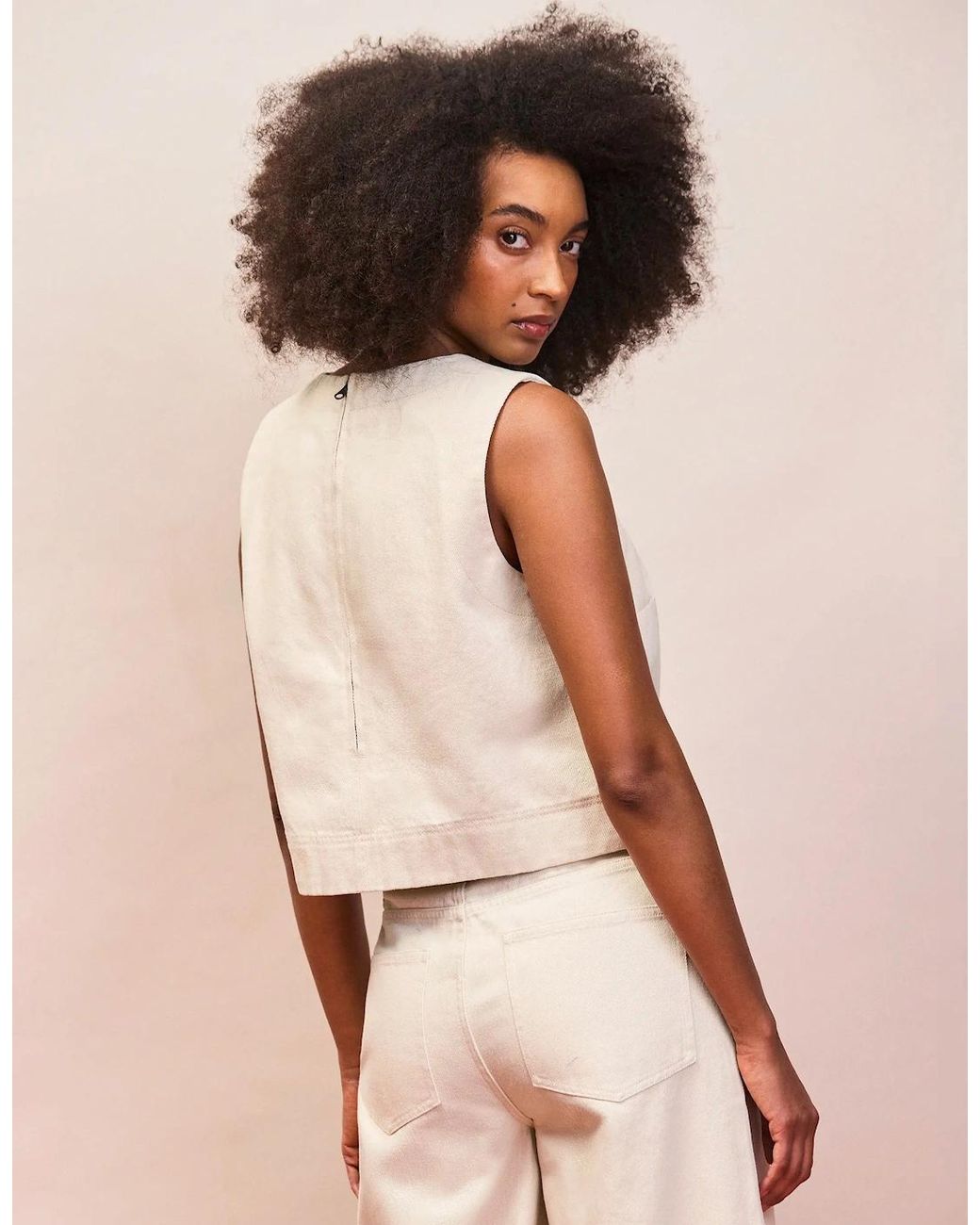 Ro&zo Natural Ecru Cotton Twill Shell Top