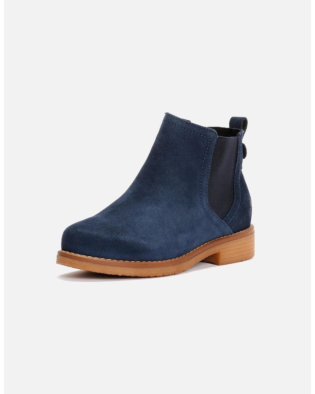 Hush Puppies Blue Maddy Wide Suede Flat Chelsea Boots
