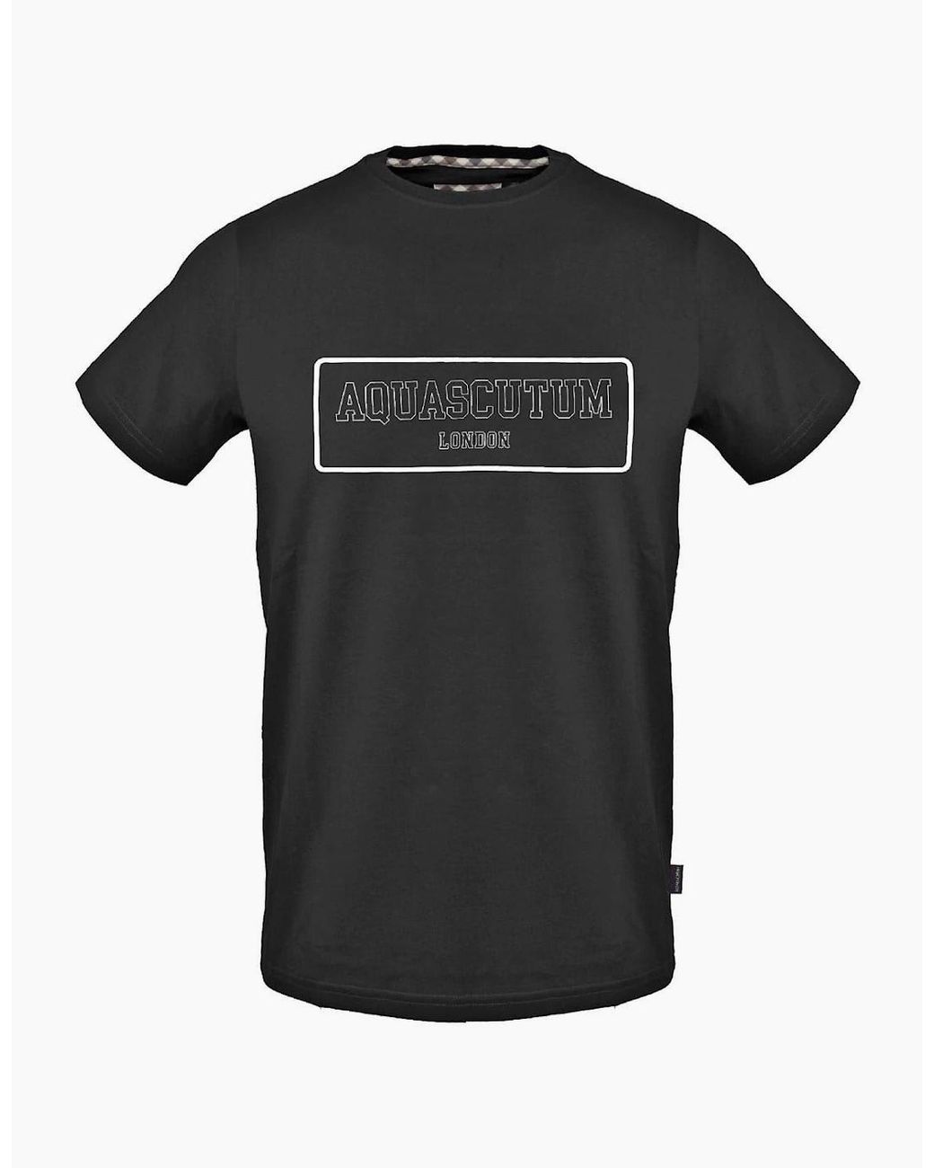 Aquascutum Black Arch Lettering Crew Neck Short Sleeve Jersey T-Shirt for men