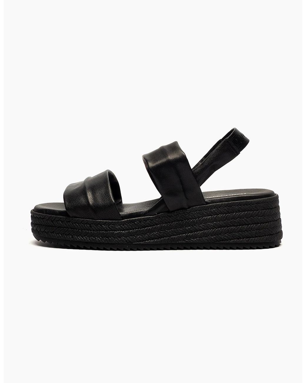 Hush Puppies Black Rachel Leather Wedge Sandals