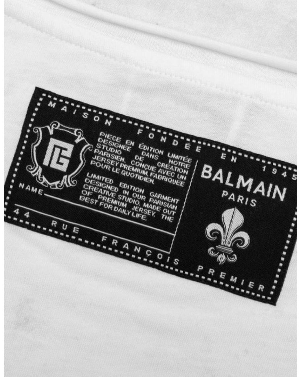 Balmain White Sketch Drawing Logo T-Shirt for men