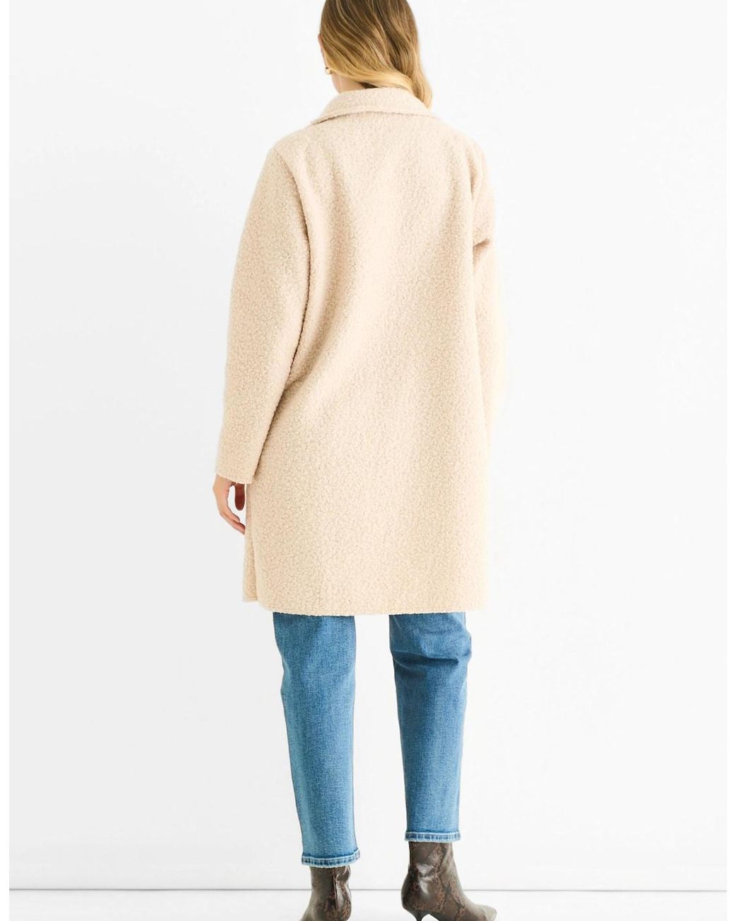 Gini London Blue Shearling Mid Length Double Breasted Jacket
