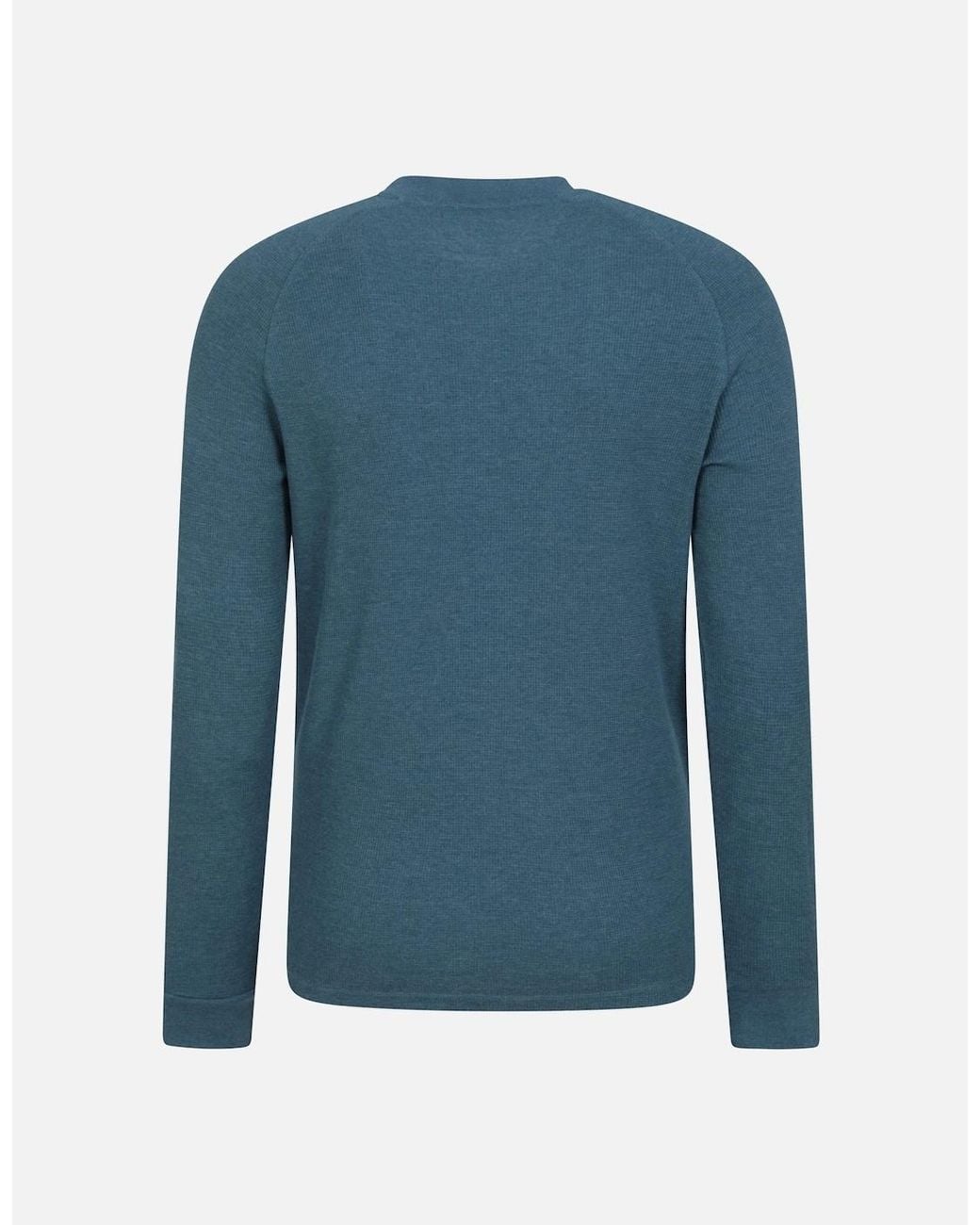 Mountain Warehouse Blue Selby Waffle Henley T-Shirt for men