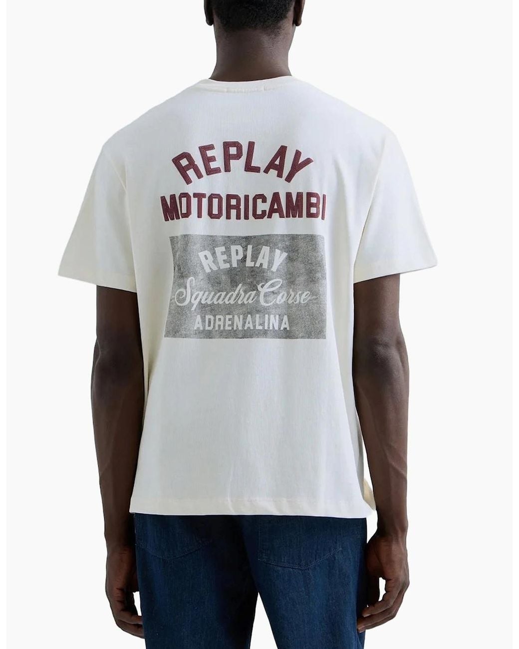 Replay White Biker Graphic T-Shirt for men