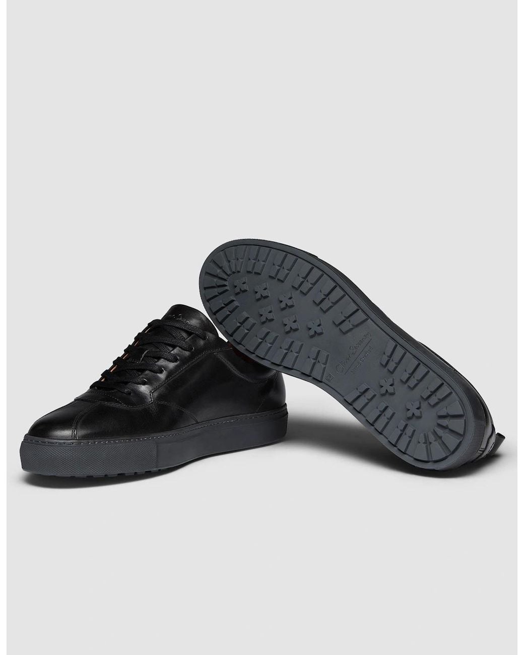 Oliver Sweeney Black Ermida Hand Finished Calf Leather Trainers for men