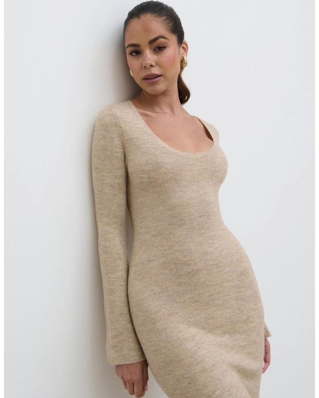 Pretty Lavish White Clara Scoop Neck Knit Dress