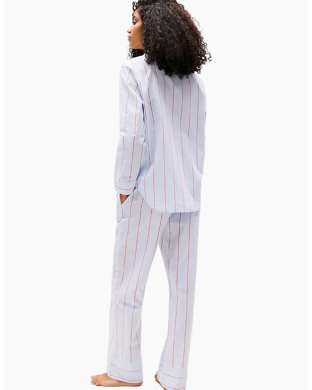 Tommy Hilfiger White Heritage Stripe Woven Poplin Pyjama Shirt, Sweet