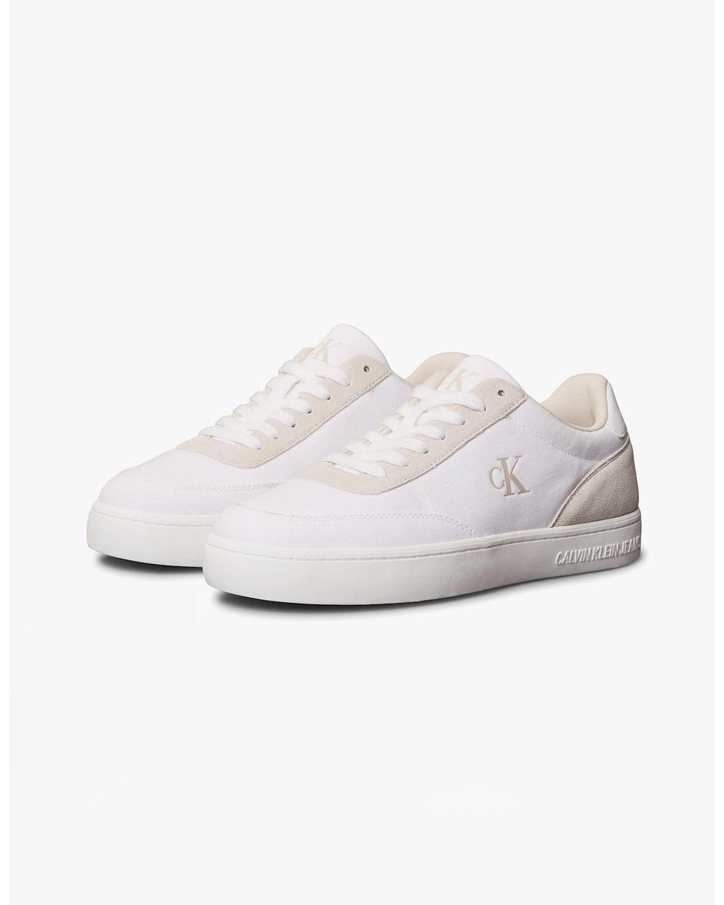 Calvin Klein White Classic Canvas Trainers Bright/Eggshell for men