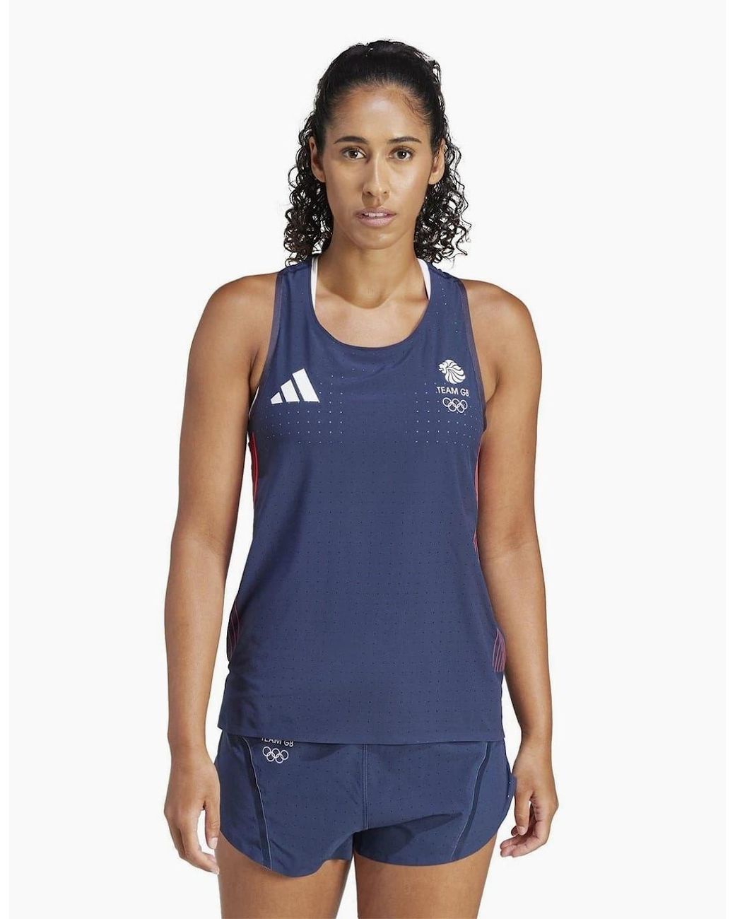 Adidas Blue Team Gb Adizero Running Tank Top