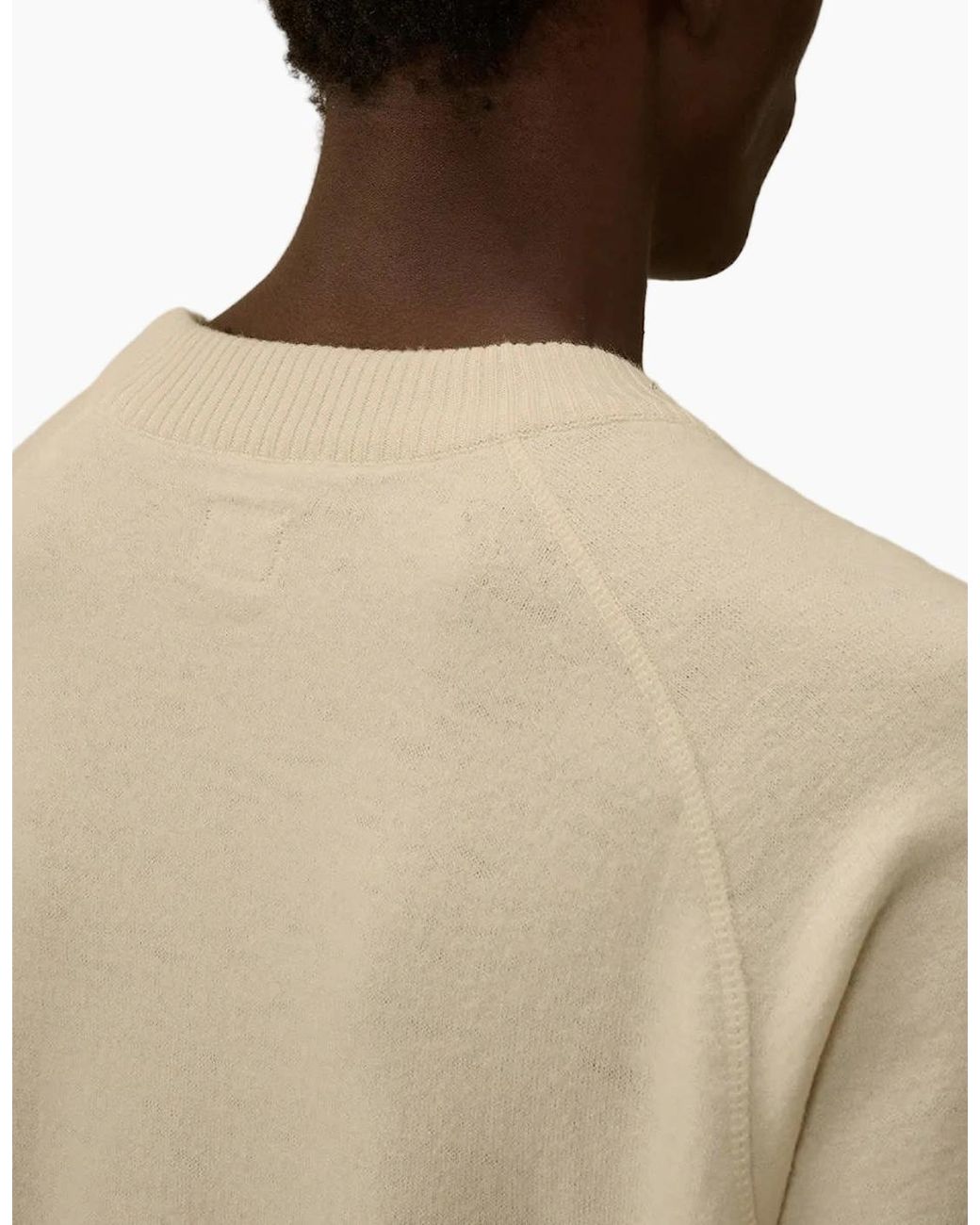 C P Company Natural Felted Merino Wool Crewneck Lens Knit for men