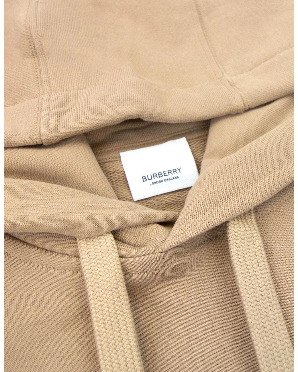 Burberry Natural Logo Print Cotton Hoodied Sweatshirt Camel for men