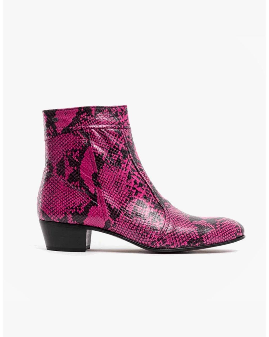 Club Cubano Purple Emmanuel Snakeprint Leather Cuban Heel Boots Neon for men