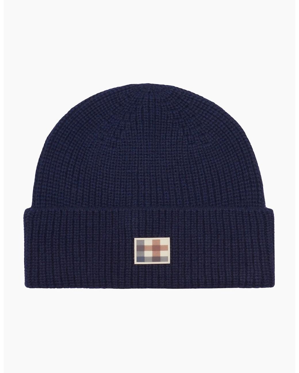 Aquascutum Blue Active Label Beanie Hat for men