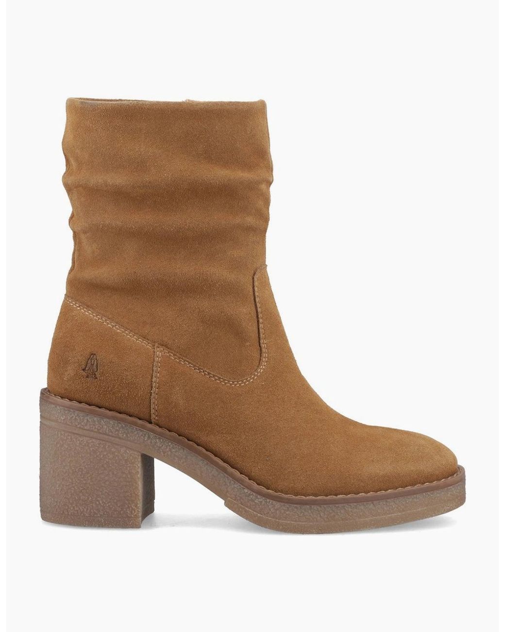 Hush Puppies Brown Flora Ruched Boot Mid Calf Boots Tan