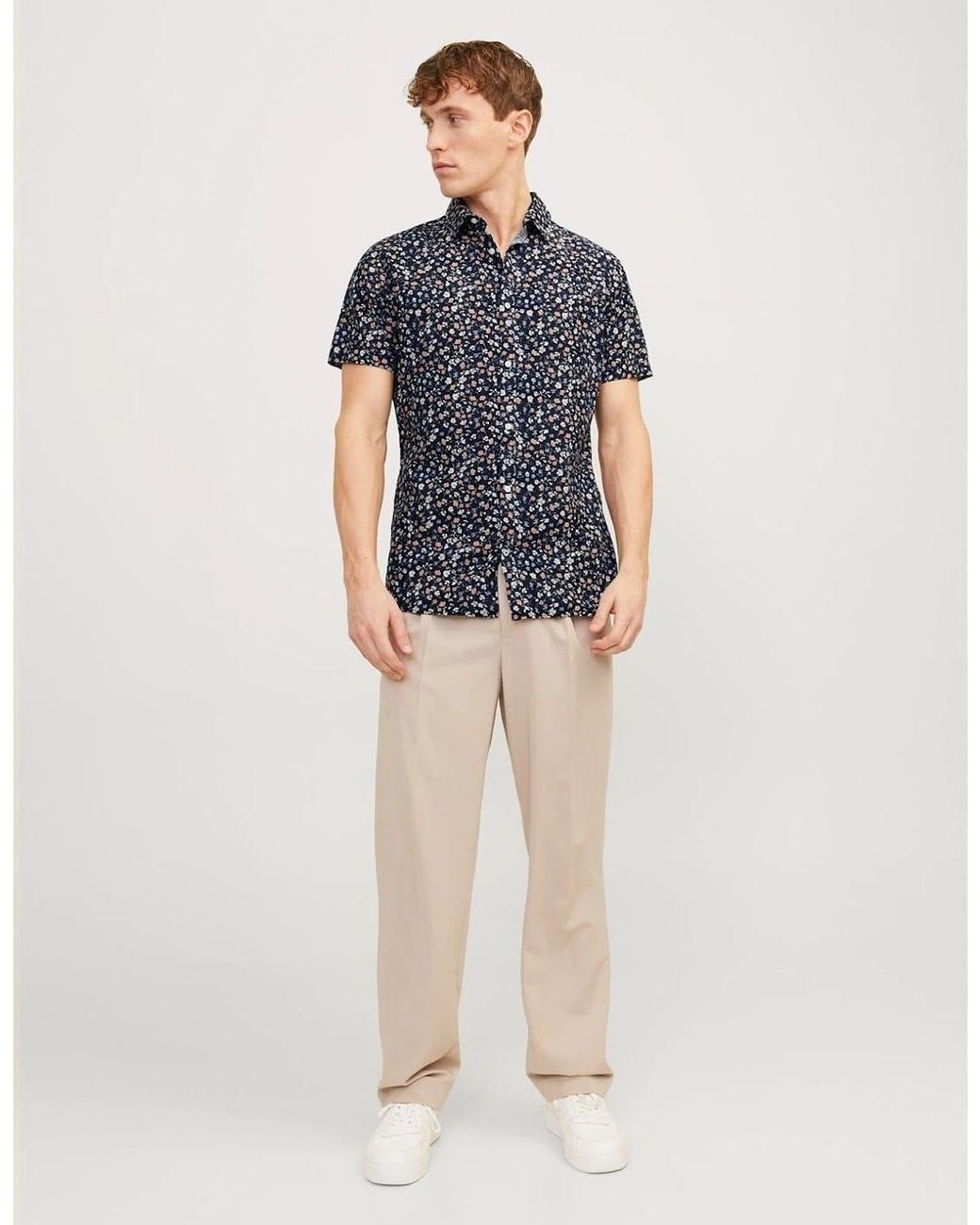 Jack & Jones Blue Regular Fit Short Sleeve Print Shirt for men