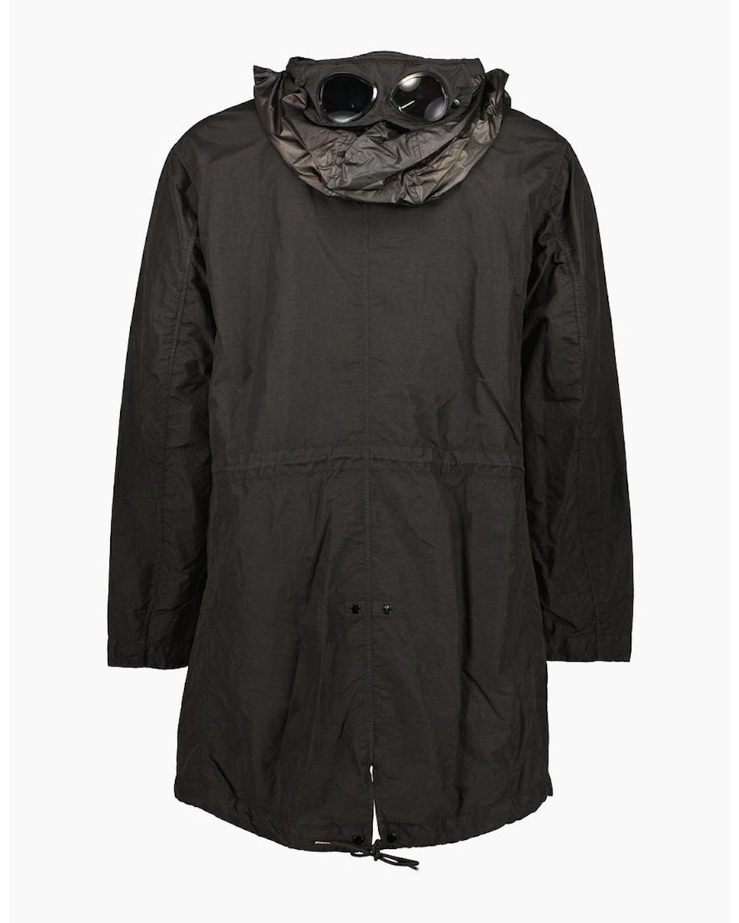 C P Company Black Flatt Nylon Goggle Parka for men
