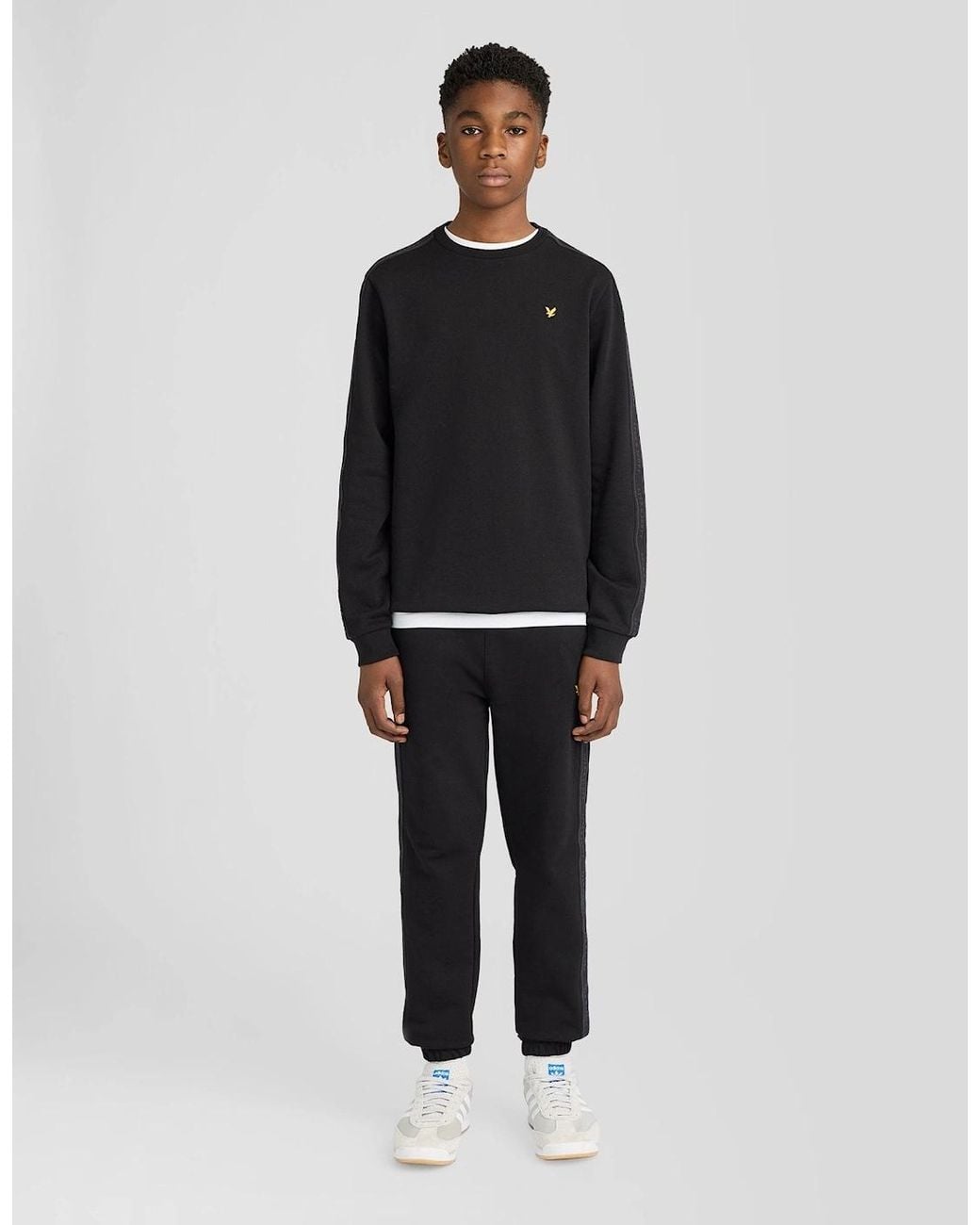 Lyle & Scott Black Jacquard Tape Crew Neck Sweatshirt for men