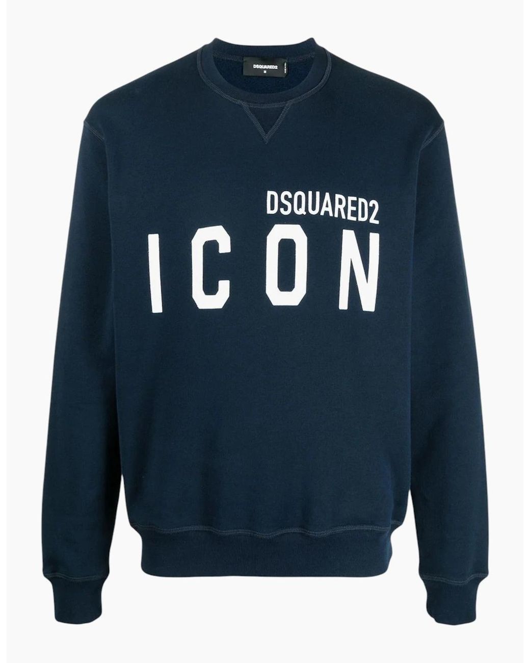 DSquared² Blue Sweatshirt Icon Pullover Crew Neck Jumper Cotton Plain Cool Fit for men