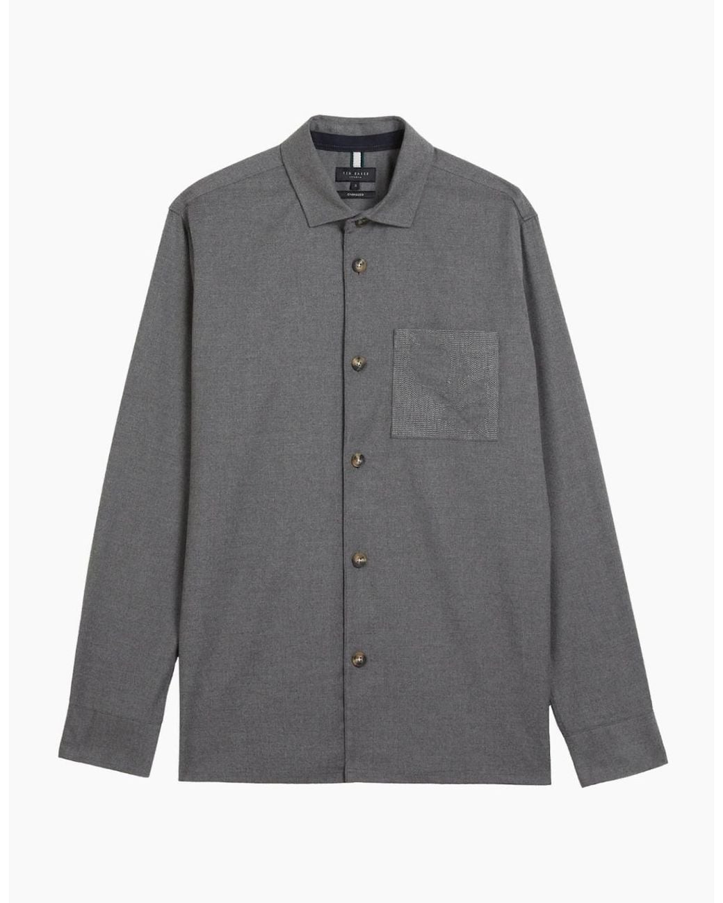 Ted Baker Gray Gaius Oversized Wool Blend Light Shirt for men