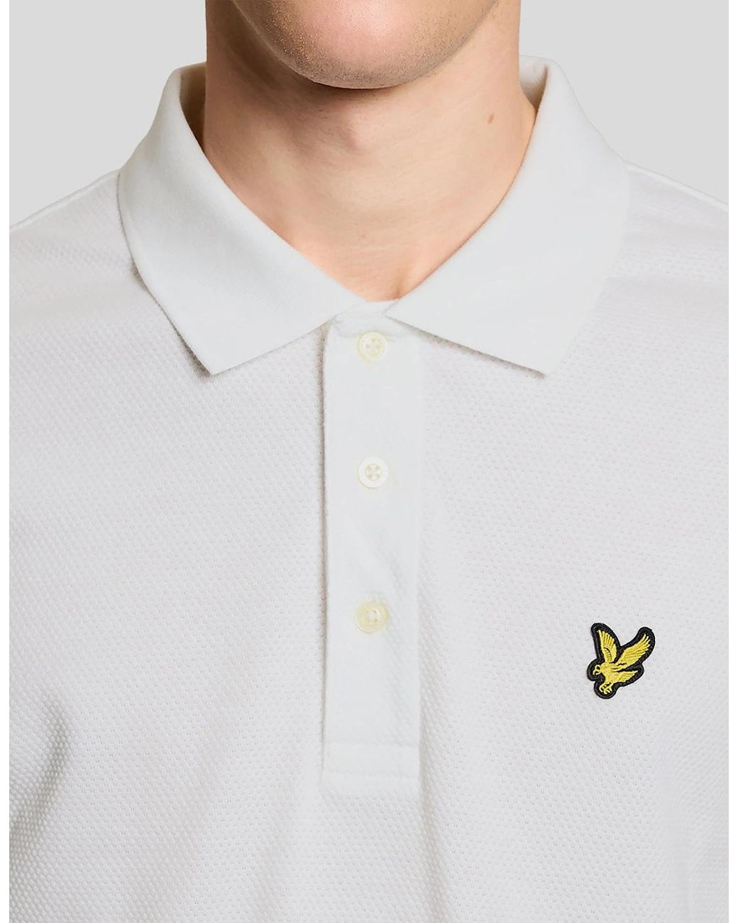 Lyle & Scott White Textured Jacquard Polo Shirt for men