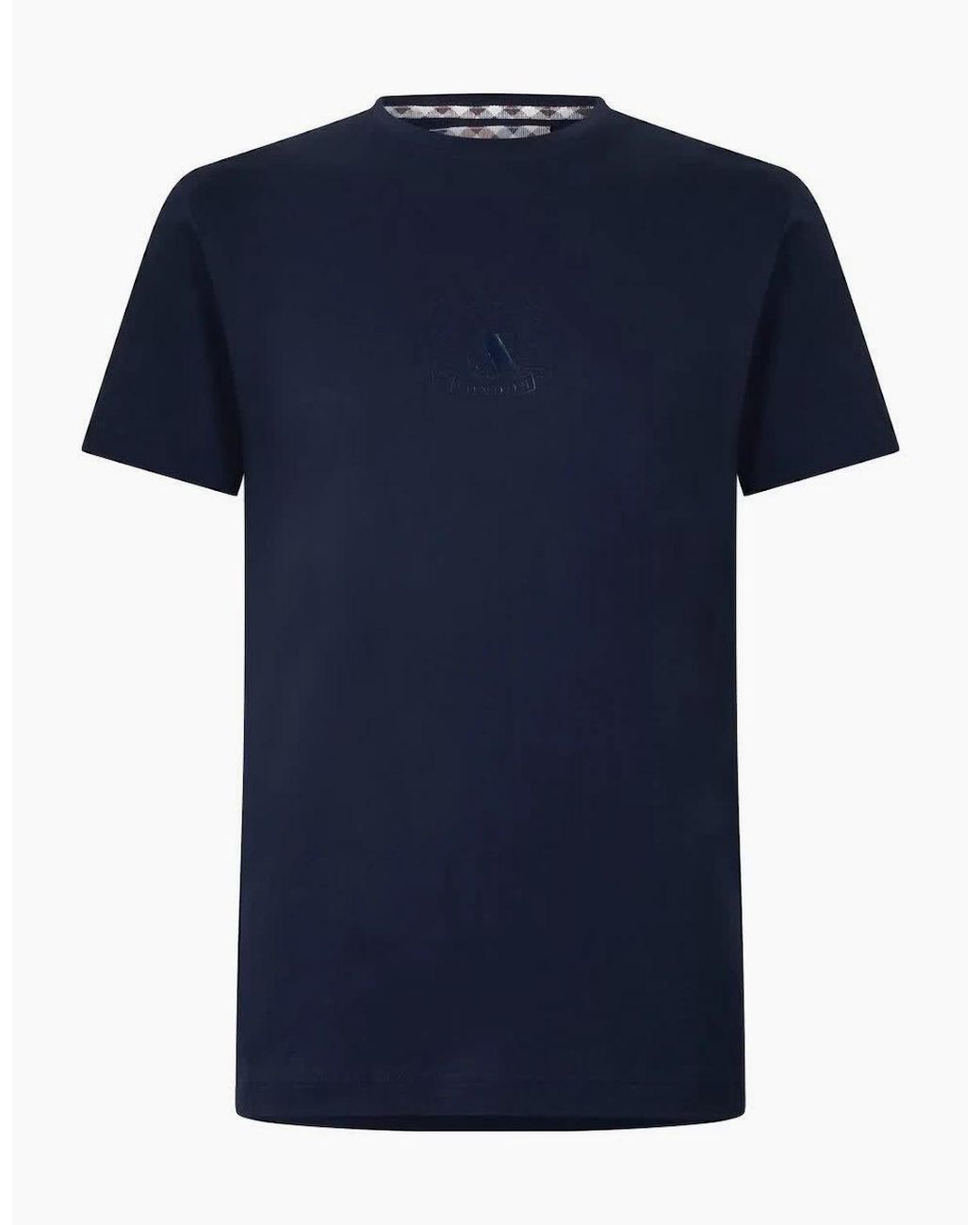 Aquascutum Blue Crew Neck Short Sleeve Regular Fit T-Shirt for men