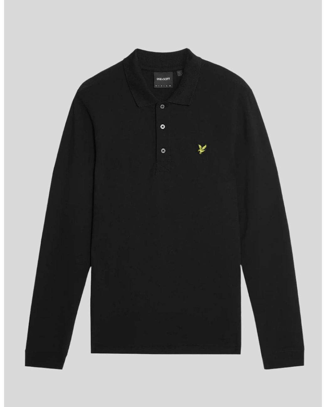 Lyle & Scott Black Long Sleeve Cotton Polo Shirt for men