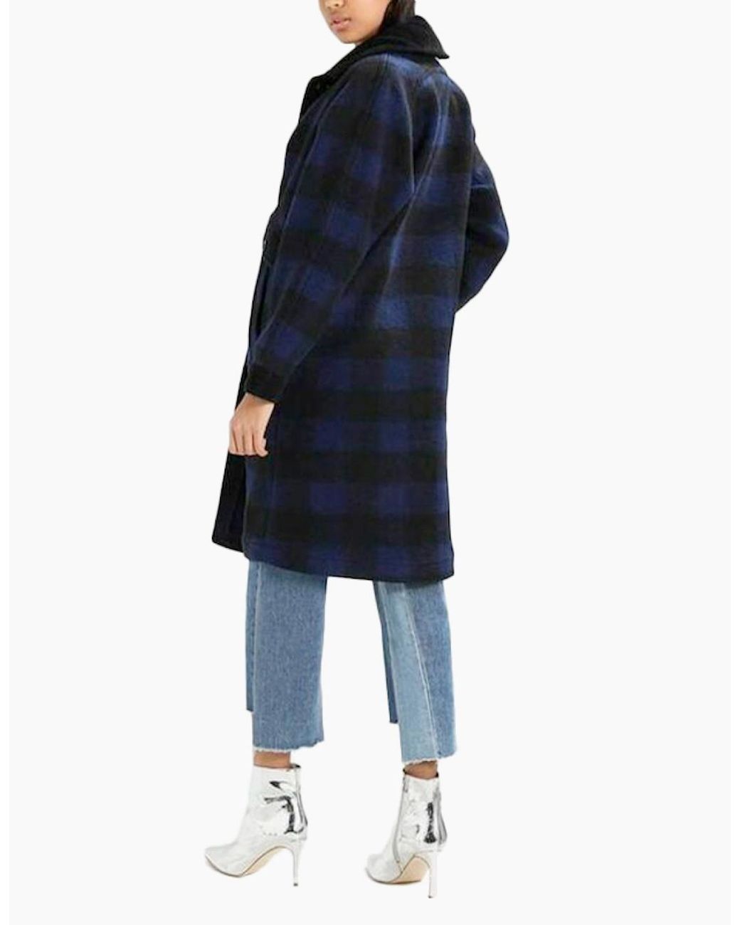 DIESEL Blue W-Dana Waistcoat Single Breasted Trench Xxs L Buffalo Check
